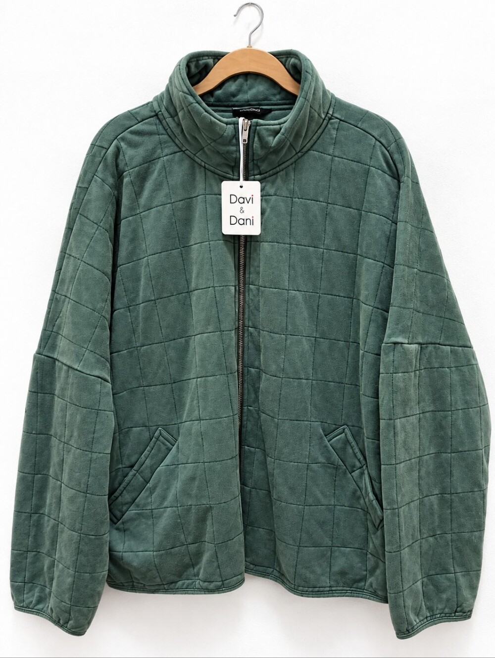 Davi & Dani Green Quilted Full Zip Jacket 1XL NWT